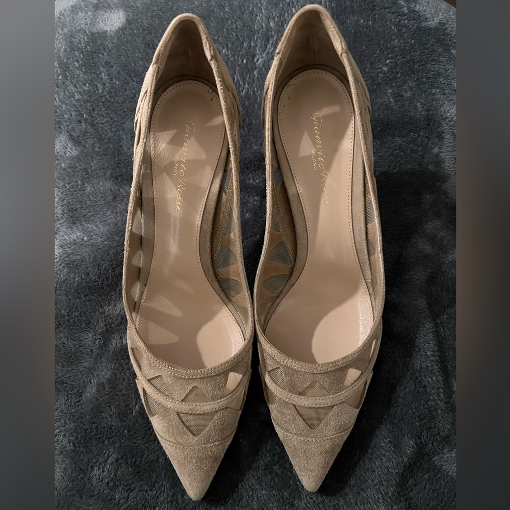 Gianvito Rossi Tan Suede Heels